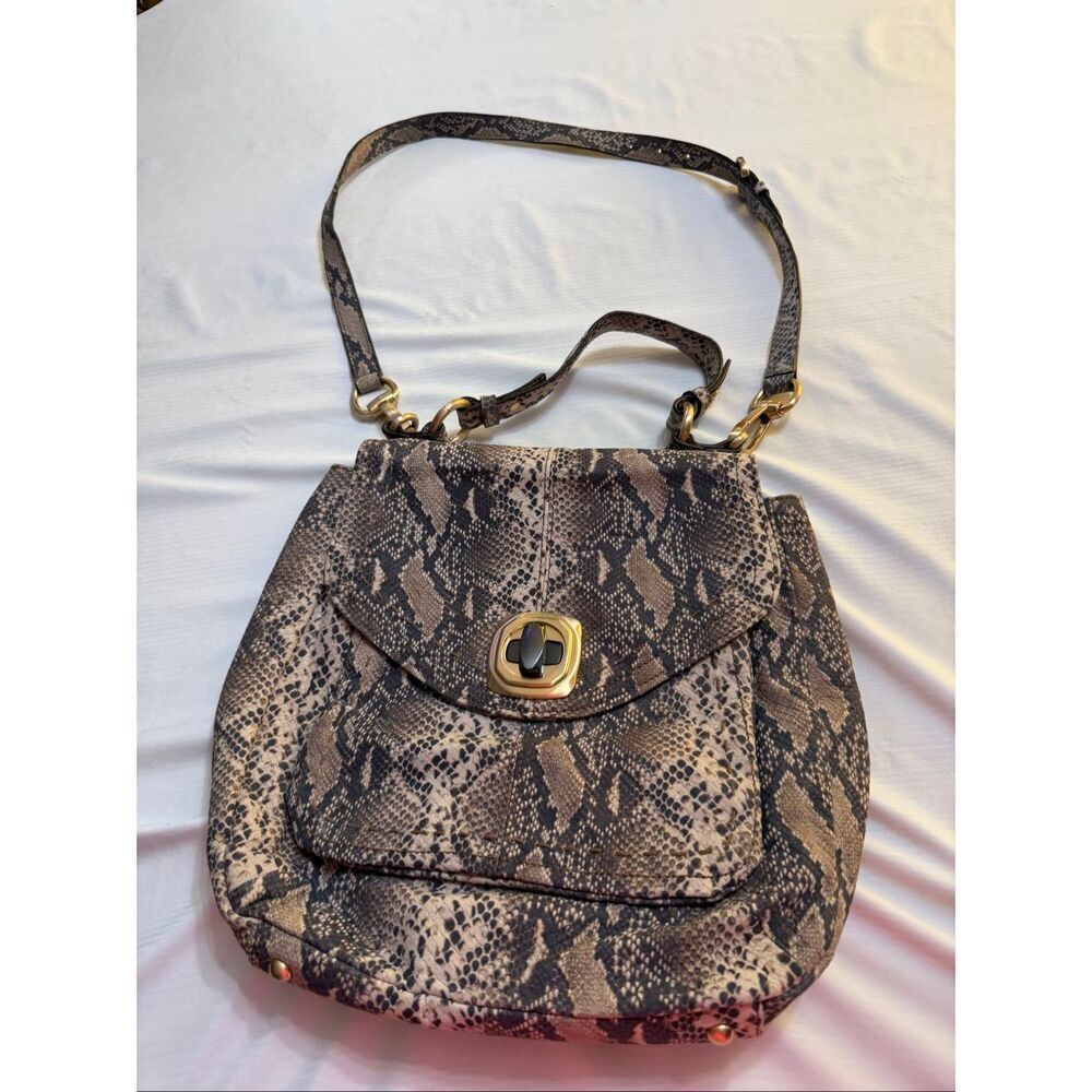B. Makowsky Python Print Leather Shoulder Bag Handbag